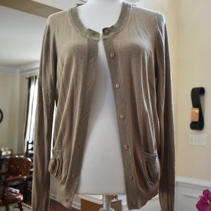 Light weight brown button up sweater jacket